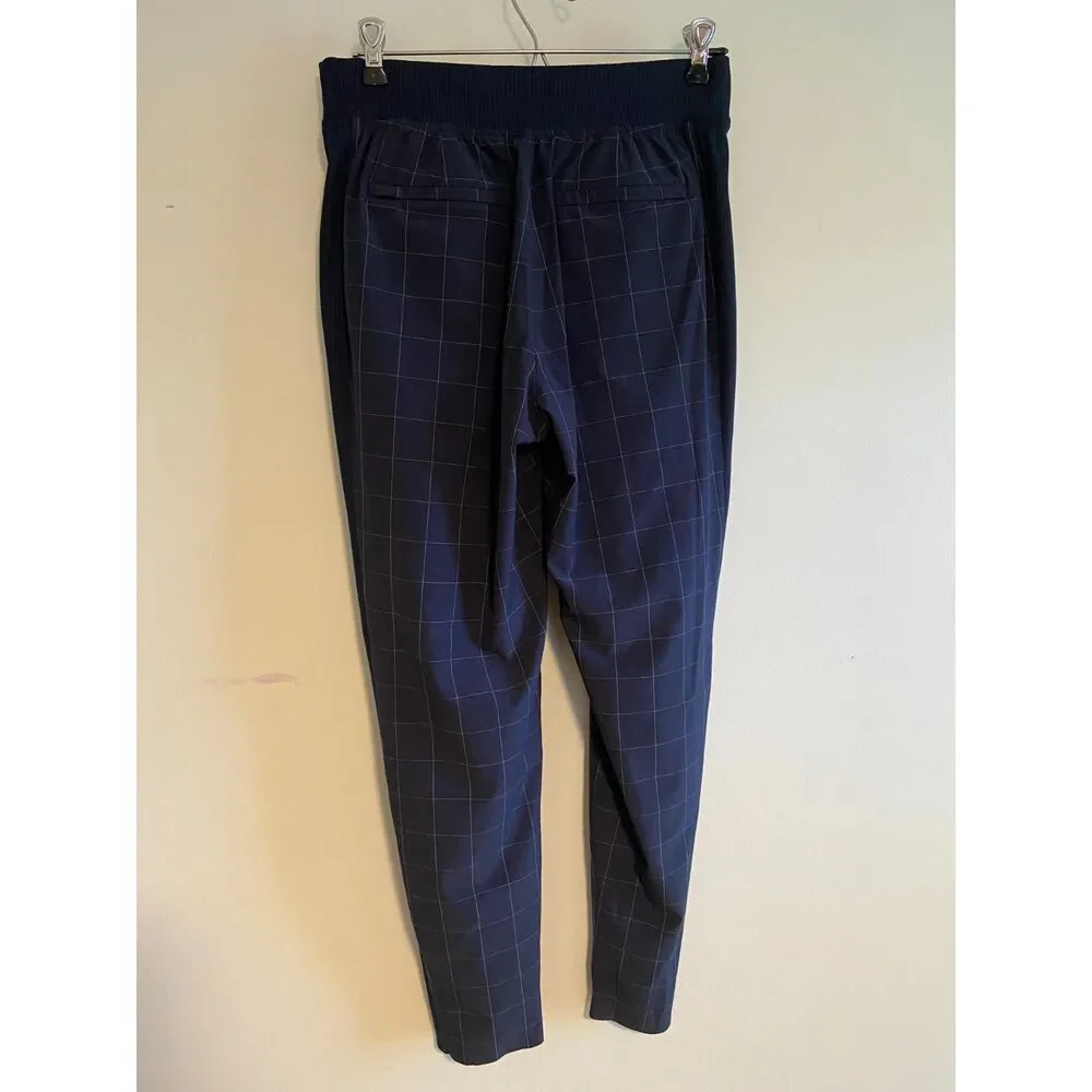 ATHLETA Brooklyn Textured Ankle Pant- Windowpane Navy - Size 4